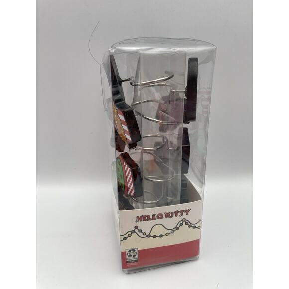 Hello Kitty Christmas Shower Curtain Hooks Red Green Trees Cupcakes Set Of 12 - Picture 6 of 8